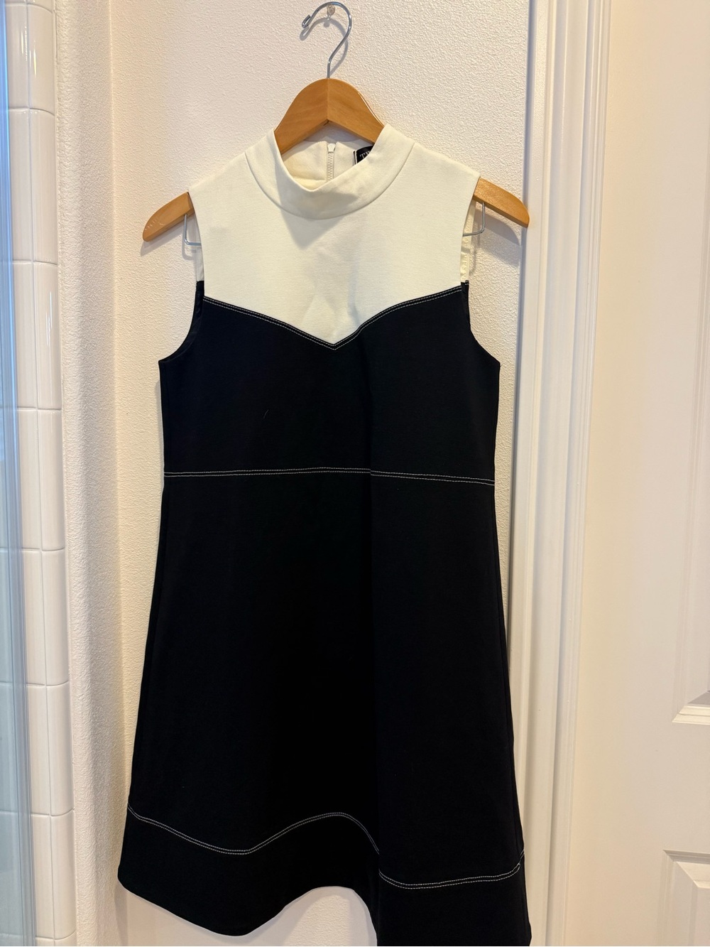 Twinset Black and White Sleeveless A-Line Dress, Size-S